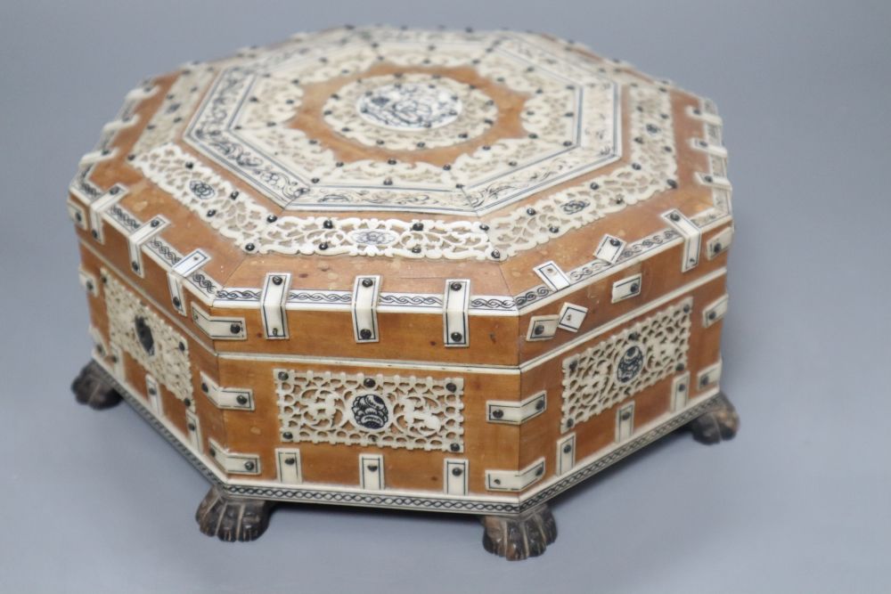 A South Indian hardwood octagonal box